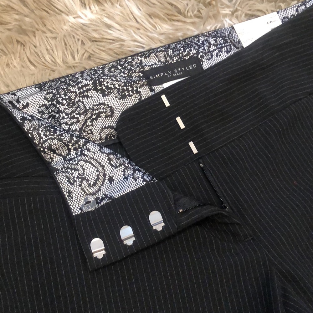 Navy Blue Pinned Striped Trouser/Slacks. Size 8 - Picture 3 of 6